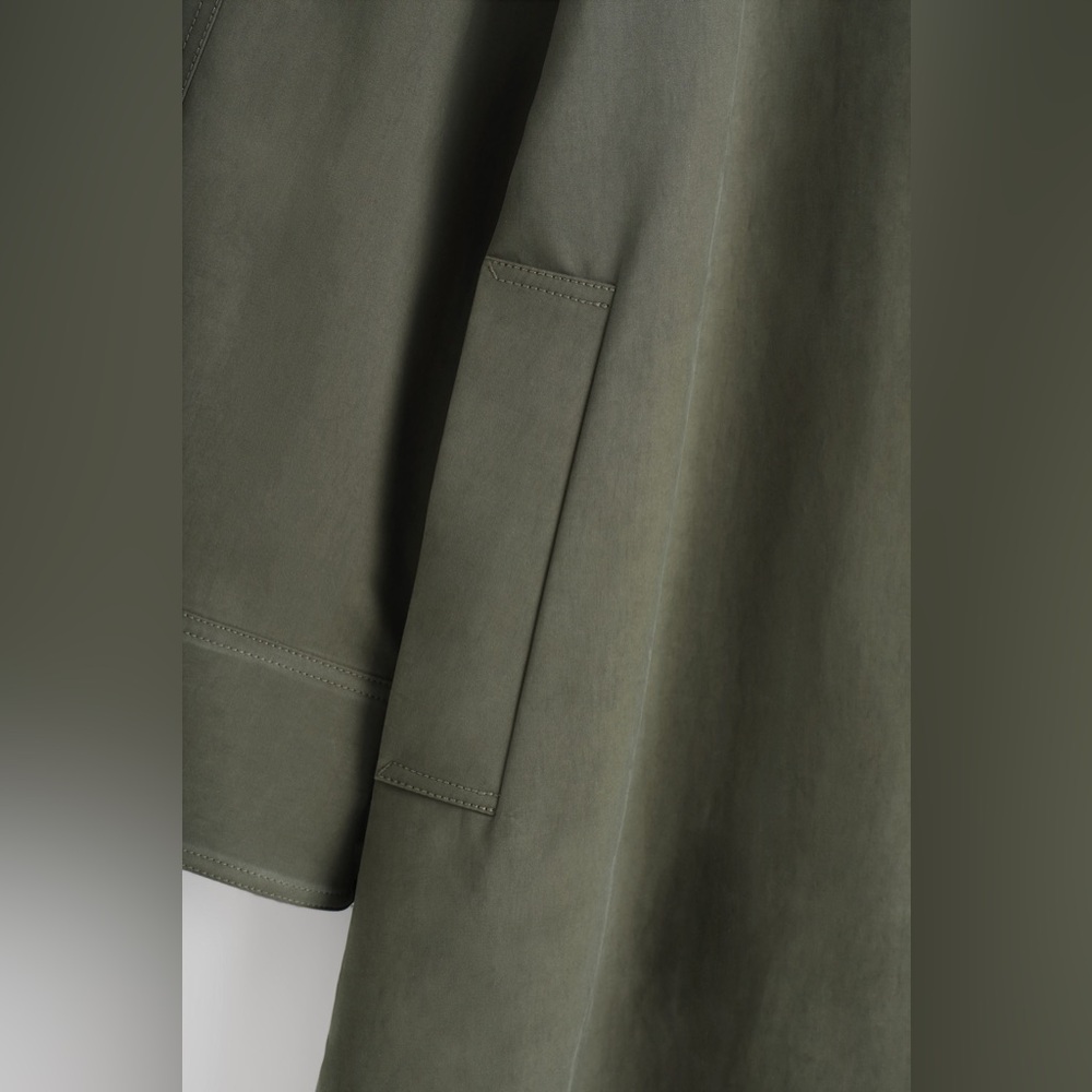 COS Dark Olive Single-Breasted Trench Coat - Picture 8 of 9